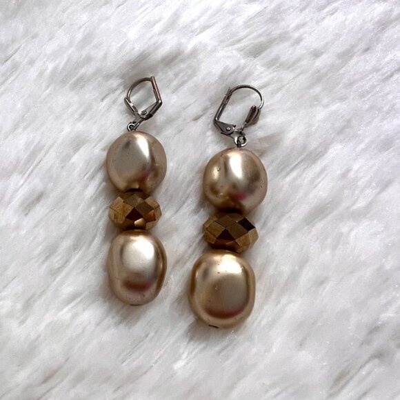 Handmade Beaded Goldtone Necklace with Earrings 24 in - Picture 12 of 13